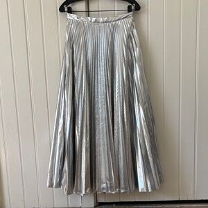 DKNY Metallic Silver Pleated Skirt